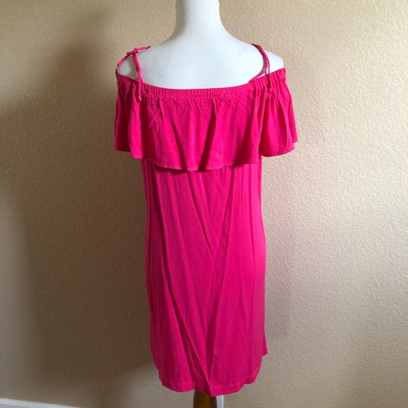 New Micheal Stars Ruffle Off Shoulder Shift Dress XS Pink - Picture 3 of 8